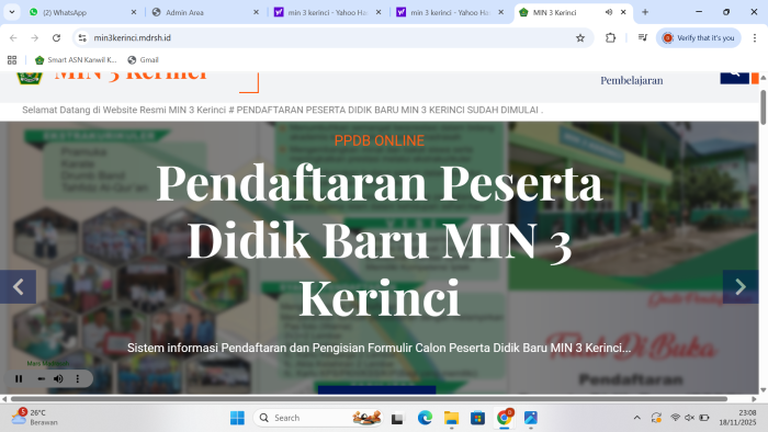 ALHAMDULILLAH! Website Resmi MIN 3 Kerinci Telah Kembali Normal. Siap Akses Dan Siap Update Berita Terbaru