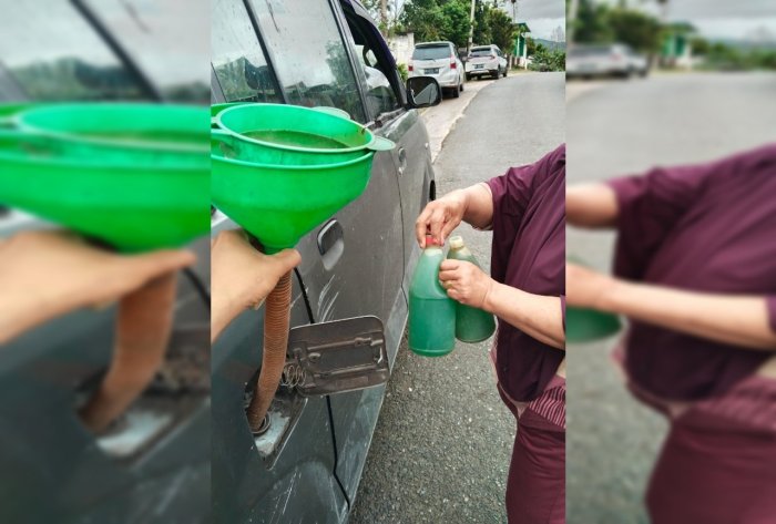 Pastikan Siswa Tetap Sekolah, Mobil Antar Jemput MIN 3 Kerinci Terpaksa Antre BBM di Pinggir Jalan